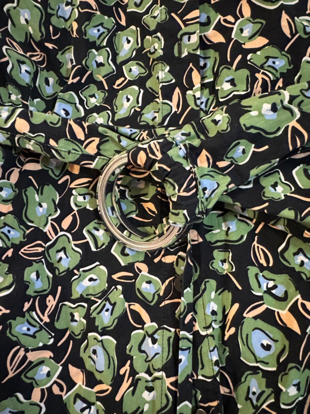 H&M shirtdress, pretty abstract floral pattern on black, womens S - Picture 6 of 13